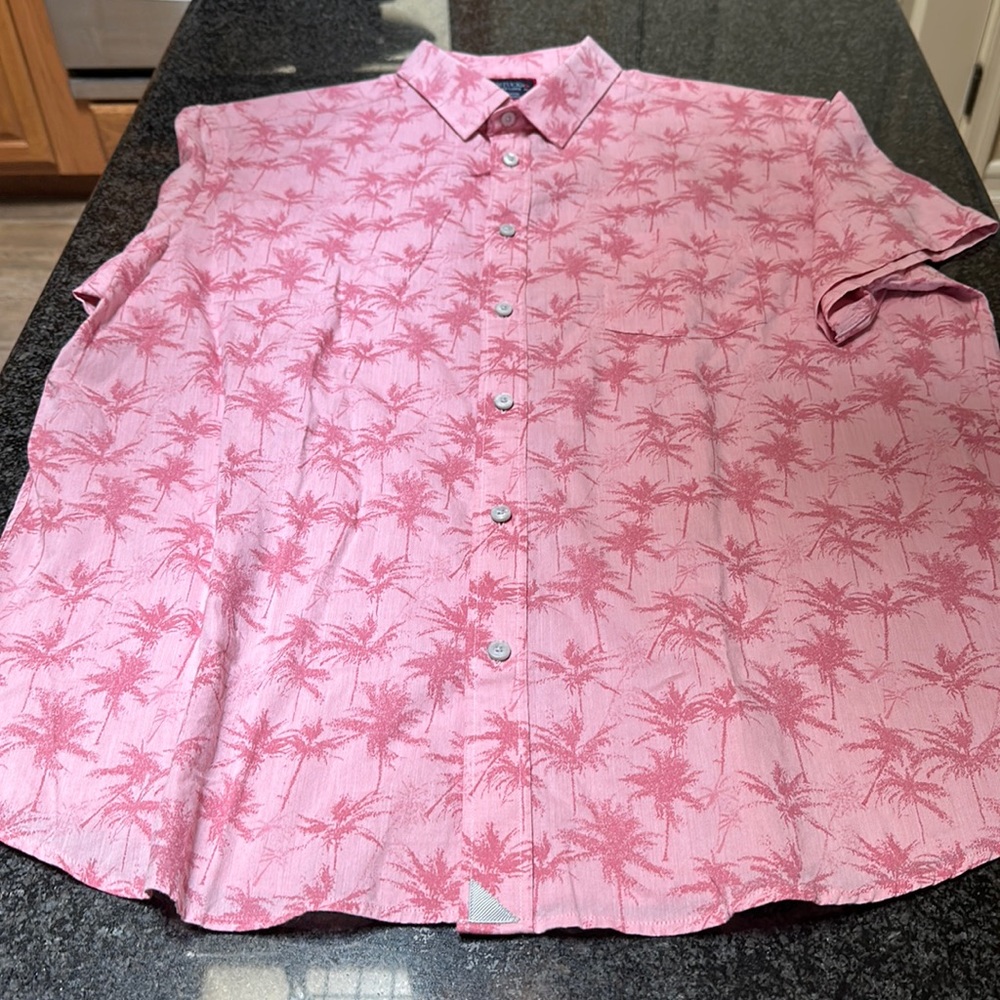 UNTUCKit Shirt Pink Hawaiian Style Palm Trees Short Sleeve Mens Size XXL Cotton